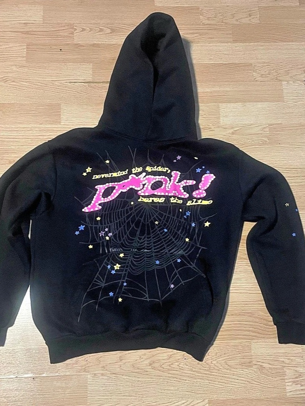 Sp5der P*nk Hoodie Black Graphic